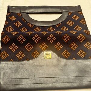 Sac Givenchy vintage 1970s Canvas Monogram Leather Navy.